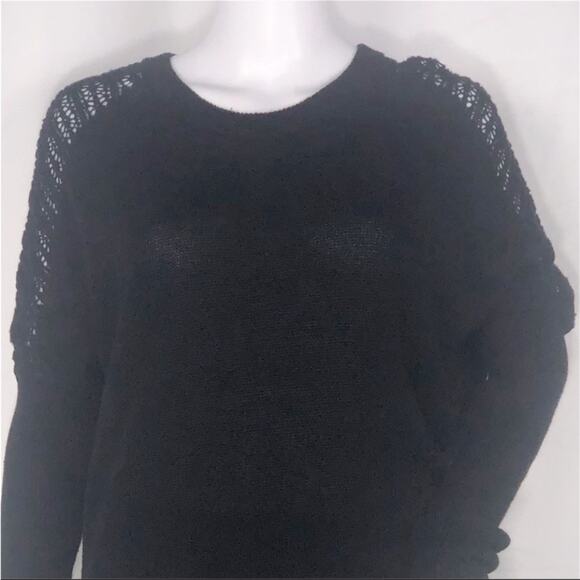 LA Made xRevolve Black Lightweight Crew Neck Sweater with Open Knit Detail SzSm - Picture 3 of 16